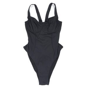 TA3 Lifty Contour Lace Up Shaping One Piece Underwire Swimsuit Black Clean Girl